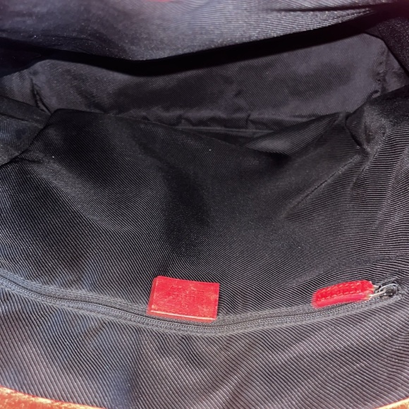 Gucci Bi-Color Tote Monogram GG Canvas Leather Tote Bag Beige Red from Japan - Picture 14 of 15